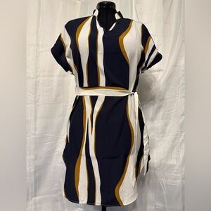 Stylish Navy and Gold Striped Dress